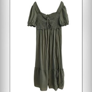 Milkmaid Maxi Dress Olive Green Boho Size 1XL